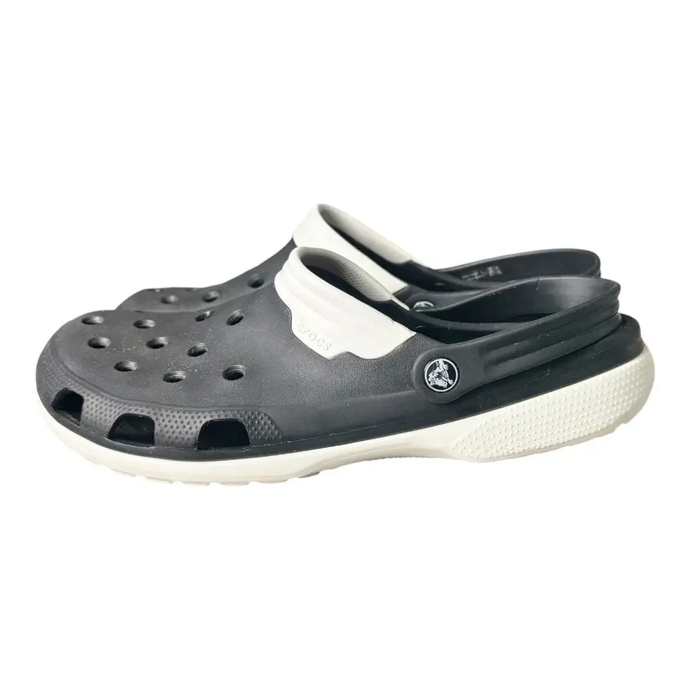 Crocs Mens Duet Sport Clogs Black White Slingback Comfort Shoes Slip On Size 12
